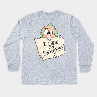 "I chew on everything" Lovebird Kids Long Sleeve T-Shirt